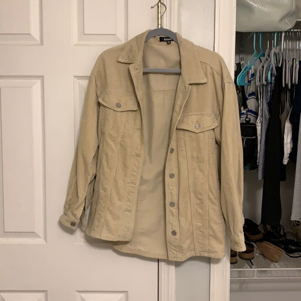 MISSGUIDED oversized beige corduroy jacket